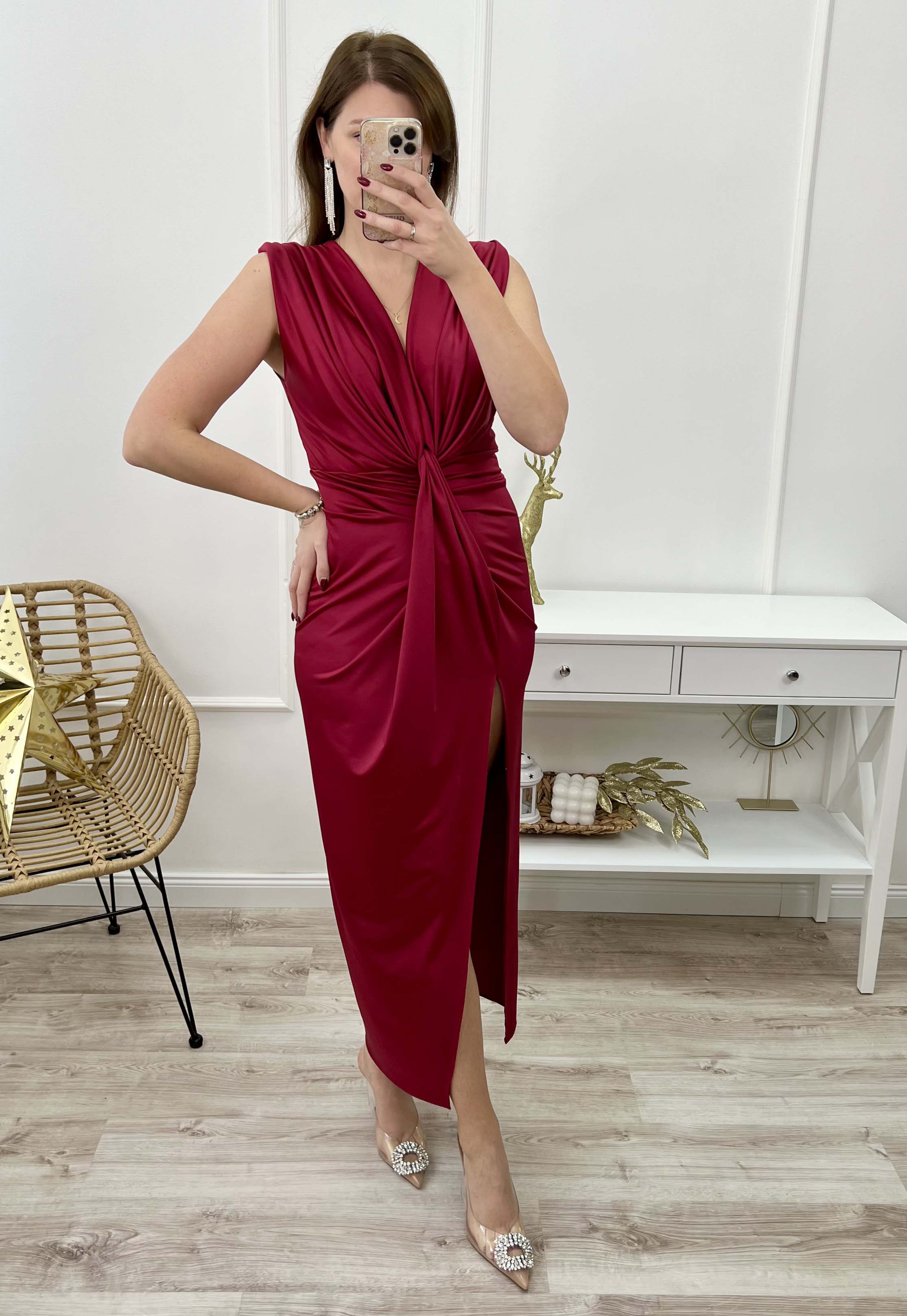 ROSA SUKIENKA MAXI DRAPOWANA. BORDOWA 01 - produkt polski zdjęcie 3