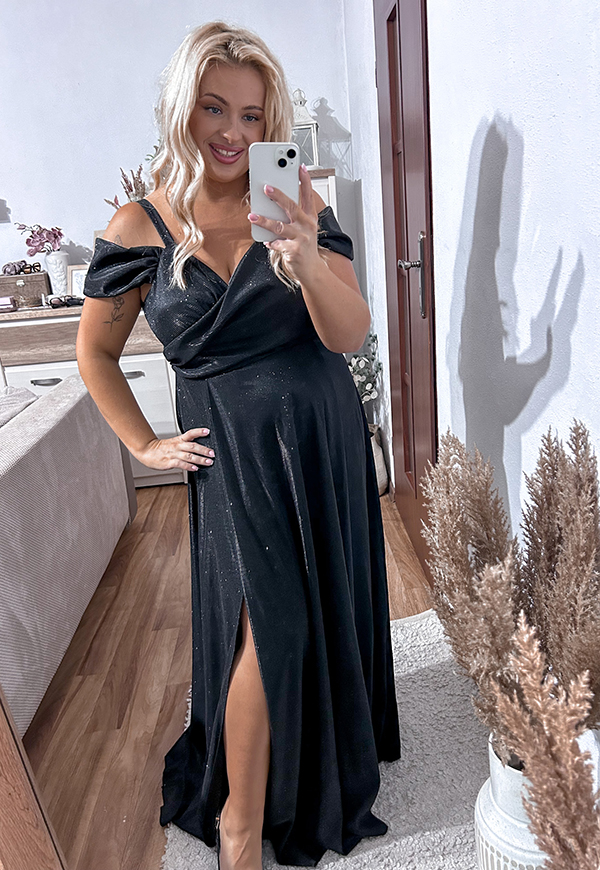 ŠATY VICTORIA SHINE MAXI PLUS SIZE BLACK - produkt polski obrázek 4