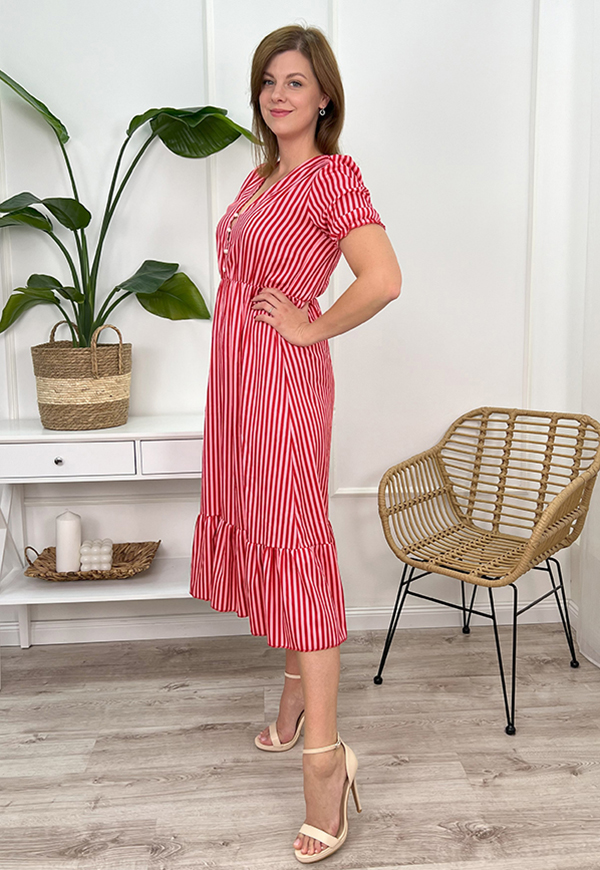 ŠATY AMANDA SUMMER MIDI STRIPES PINK 10 - włoski obrázek 1