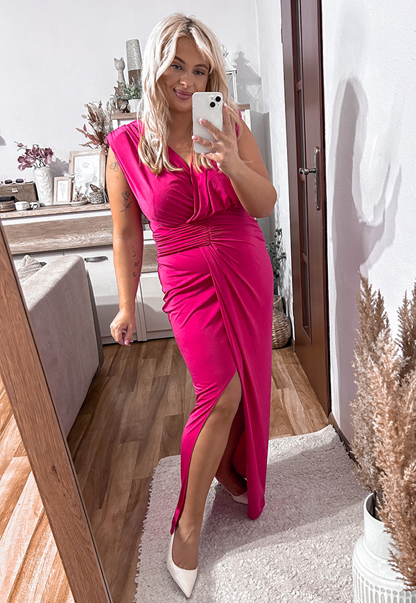 ŠATY ROSA PLUS SIZE  MAXI RASPBERRY 02 - produkt polski obrázek 1