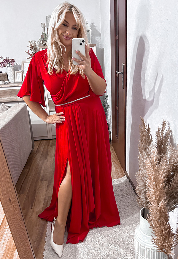 ŠATY POLLY MAXI PLUS SIZE RED - produkt polski obrázek 3