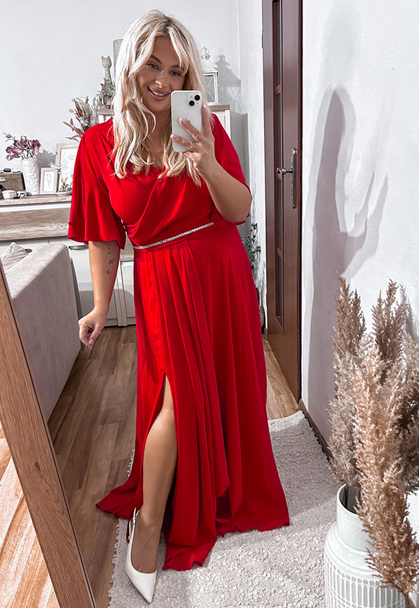 ŠATY POLLY MAXI PLUS SIZE RED - produkt polski obrázek 4