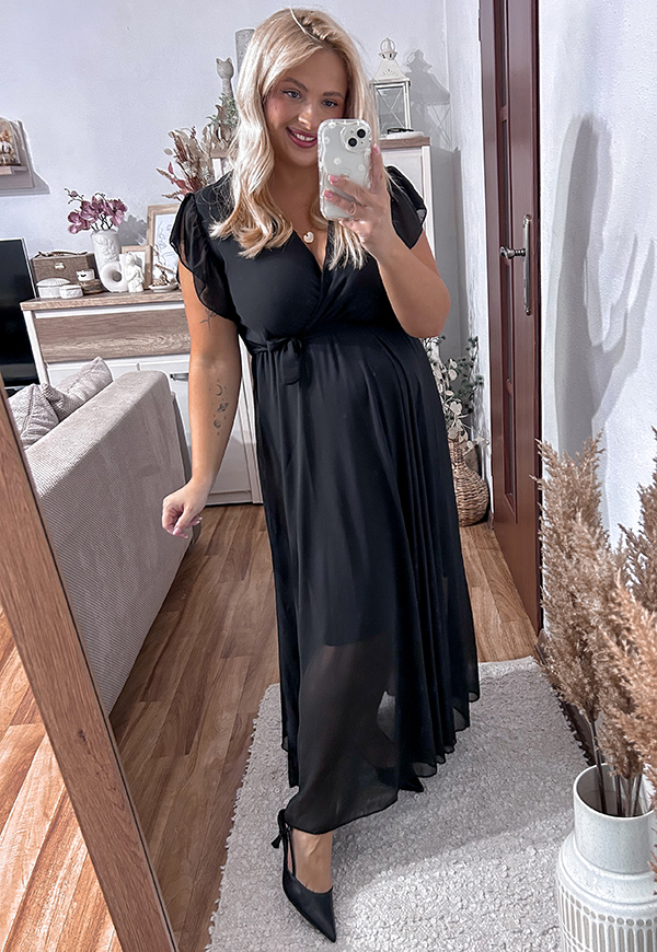 AGNESS MAXI SUKIENKA PLUS SIZE ROZKLOSZOWANA. CZARNA 08 - włoski zdjęcie 1