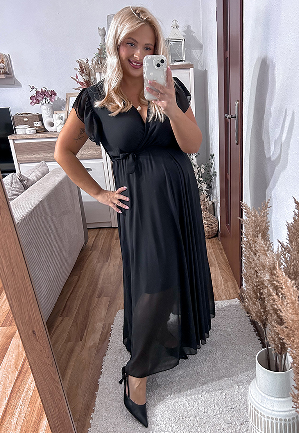 AGNESS MAXI SUKIENKA PLUS SIZE ROZKLOSZOWANA. CZARNA 08 - włoski zdjęcie 2