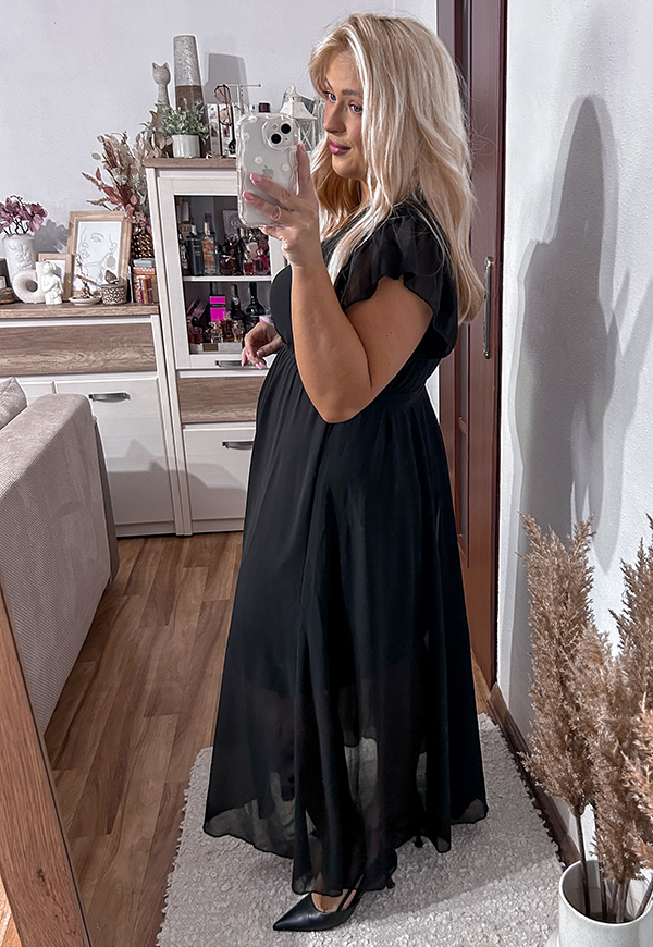 AGNESS MAXI SUKIENKA PLUS SIZE ROZKLOSZOWANA. CZARNA 08 - włoski zdjęcie 3