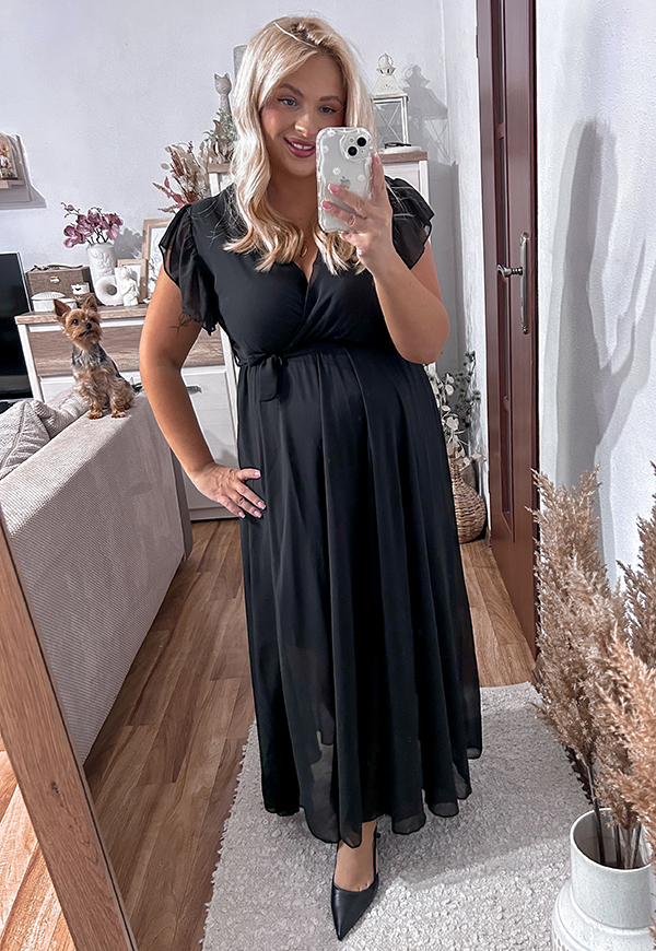 AGNESS MAXI SUKIENKA PLUS SIZE ROZKLOSZOWANA. CZARNA 08 - włoski zdjęcie 4