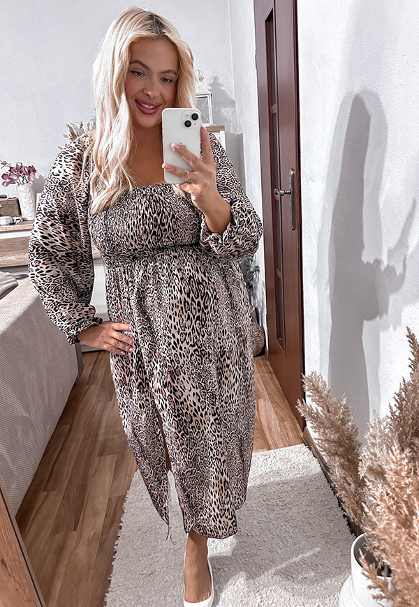 ŠATY CATRINA II MIDI PLUS SIZE BEIGE PANTHER 03 - włoski obrázek 2