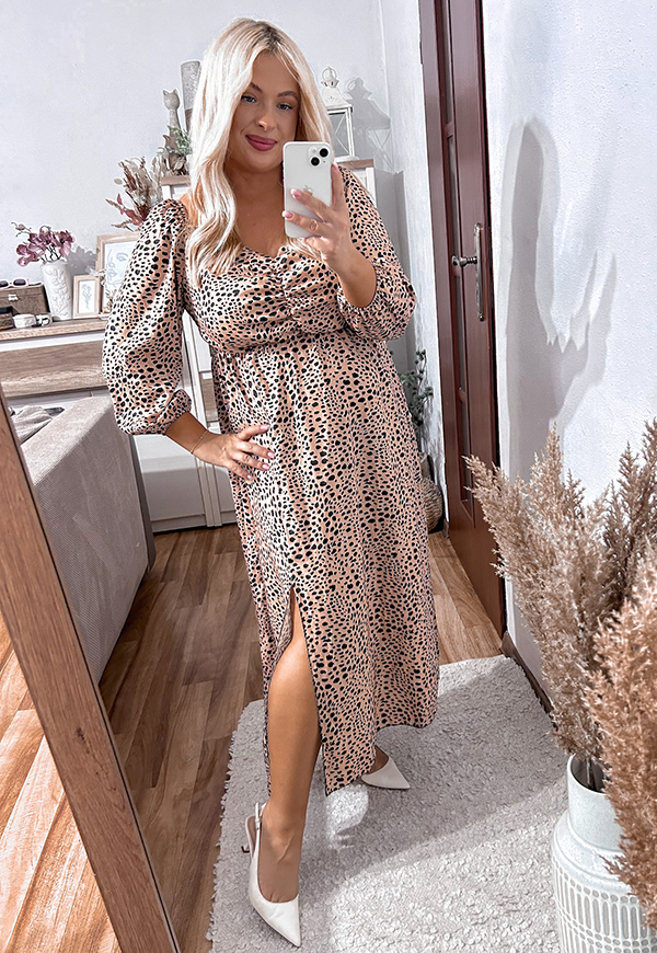 ŠATY LUCY PLUS SIZE CAMEL/BACK 01 - włoski obrázek 1