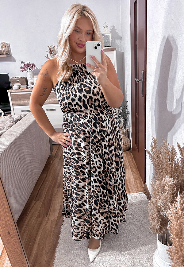 ELIZA SUKIENKA DŁUGA WISKOZOWA PLUS SIZE WIĄZANA W PANTERKĘ 04 - włoski zdjęcie 4