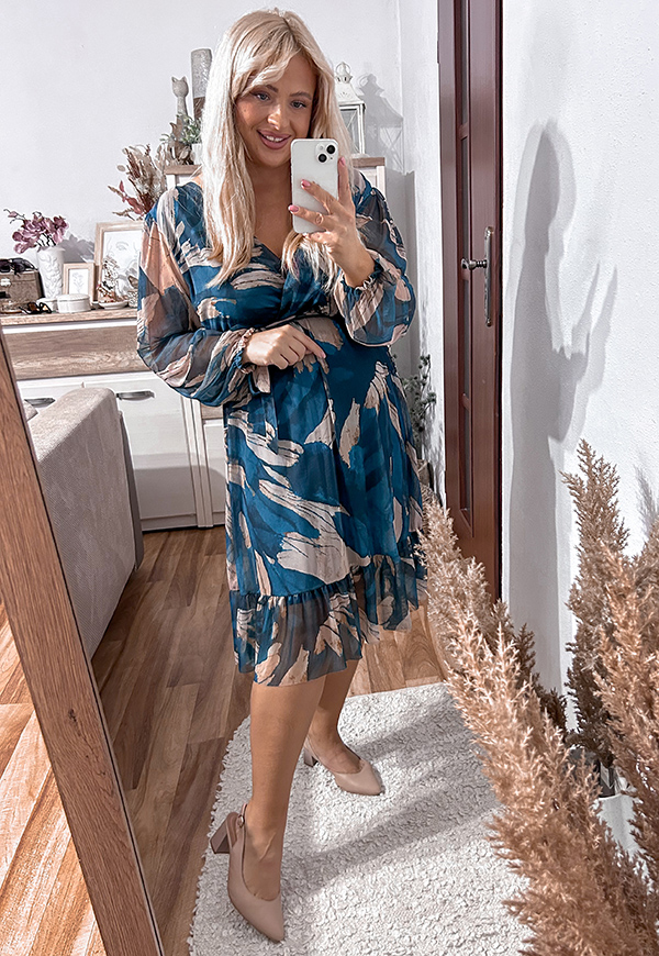 ŠATY SISI  PLUS SIZE LEAF SEA BLUE 07 - włoski obrázek 1