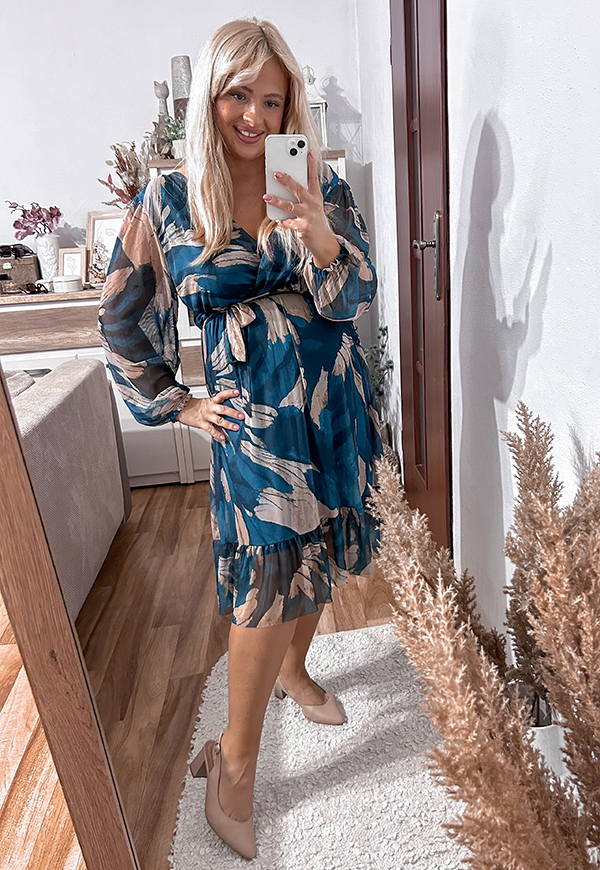 ŠATY SISI  PLUS SIZE LEAF SEA BLUE 07 - włoski obrázek 2