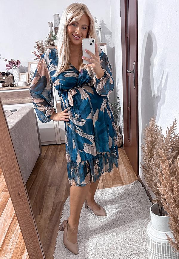 ŠATY SISI  PLUS SIZE LEAF SEA BLUE 07 - włoski obrázek 3