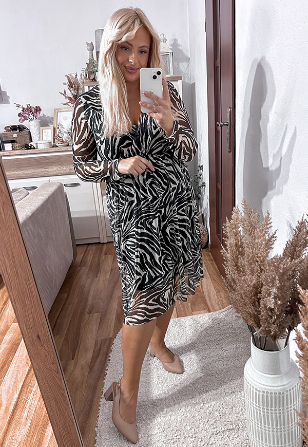 ŠATY LUCCIA PLUS SIZE ZEBRA BLACK/WHITE 01 - włoski obrázek 1