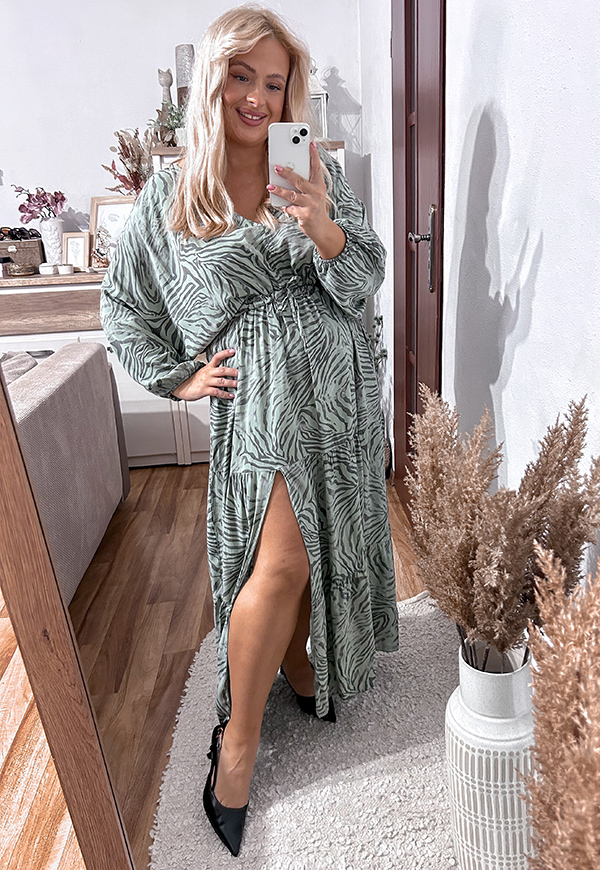 ŠATY FLORA MAXI PLUS SIZE GREEN ZEBRA 02 - włoski obrázek 1