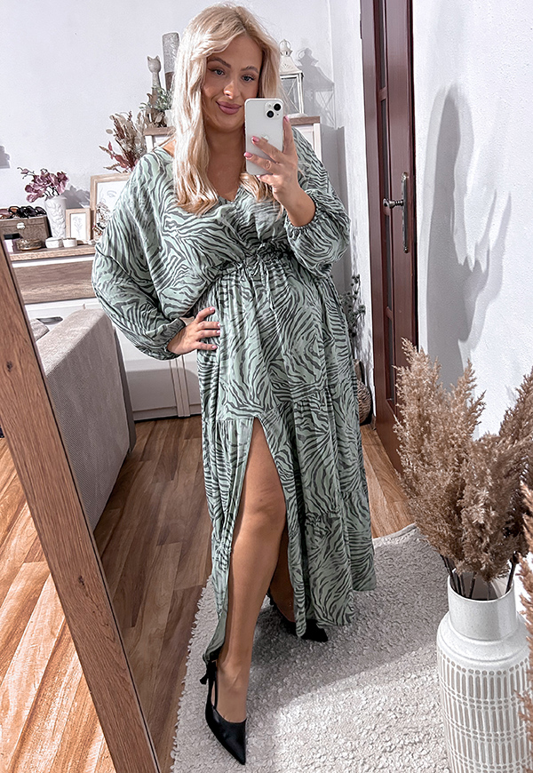 ŠATY FLORA MAXI PLUS SIZE GREEN ZEBRA 02 - włoski obrázek 3