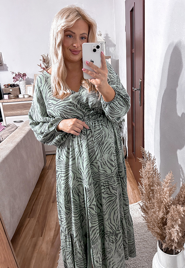 ŠATY FLORA MAXI PLUS SIZE GREEN ZEBRA 02 - włoski obrázek 4