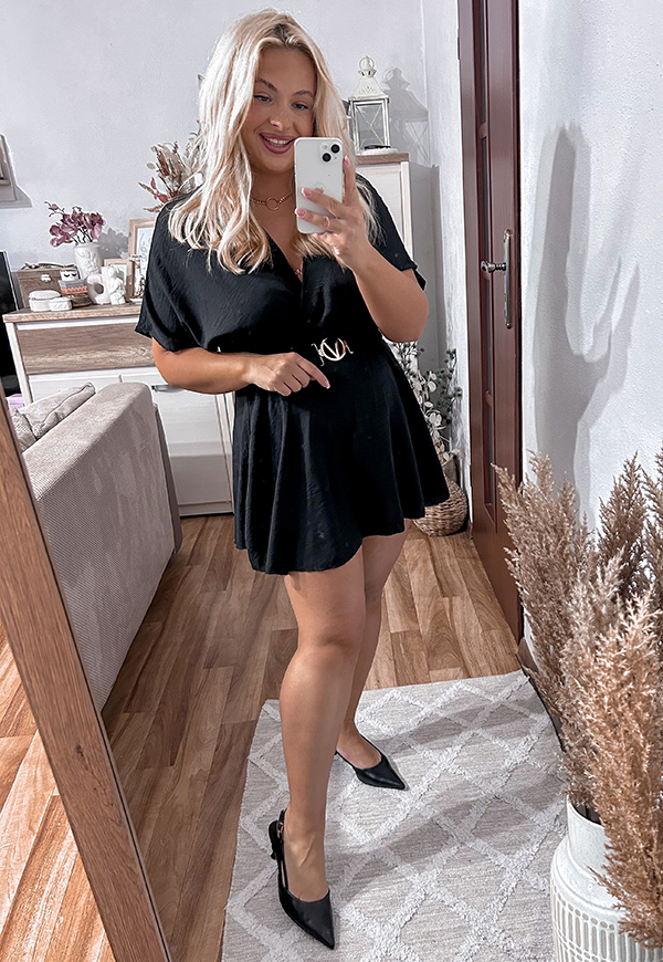 VALENCIA KOMBINEZON PLUS SIZE Z PASKIEM. CZARNY 03 - włoski zdjęcie 1