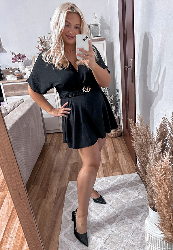 VALENCIA KOMBINEZON PLUS SIZE Z PASKIEM. CZARNY 03 - włoski zdjęcie 2