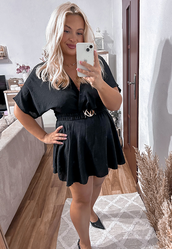 VALENCIA KOMBINEZON PLUS SIZE Z PASKIEM. CZARNY 03 - włoski zdjęcie 3