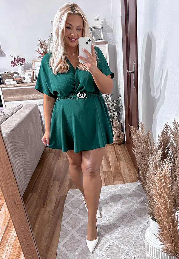 VALENCIA KOMBINEZON PLUS SIZE Z PASKIEM. BUTELKOWA ZIELEŃ 01 - włoski zdjęcie 4