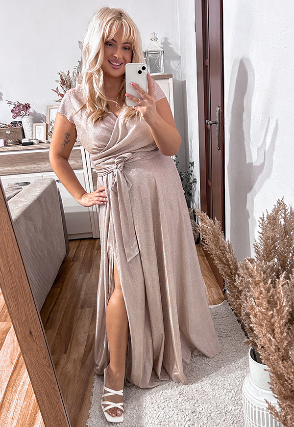 ŠATY SAMANTHA MAXI PLUS SIZE GOLD  - produkt polski obrázek 1