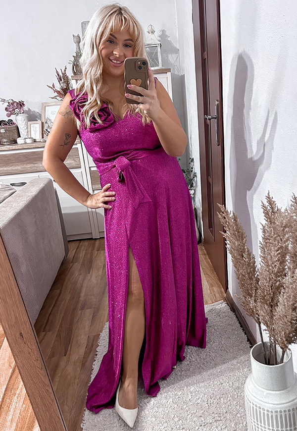 ŠATY NELL SHINE MAXI PLUS SIZE VIOLET - produkt polski obrázek 4