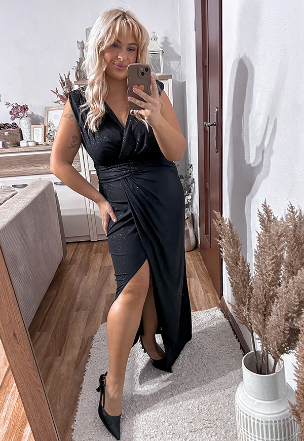 ŠATY ROSA SHINE PLUS SIZE MAXI BLACK 01 - produkt polski obrázek 3