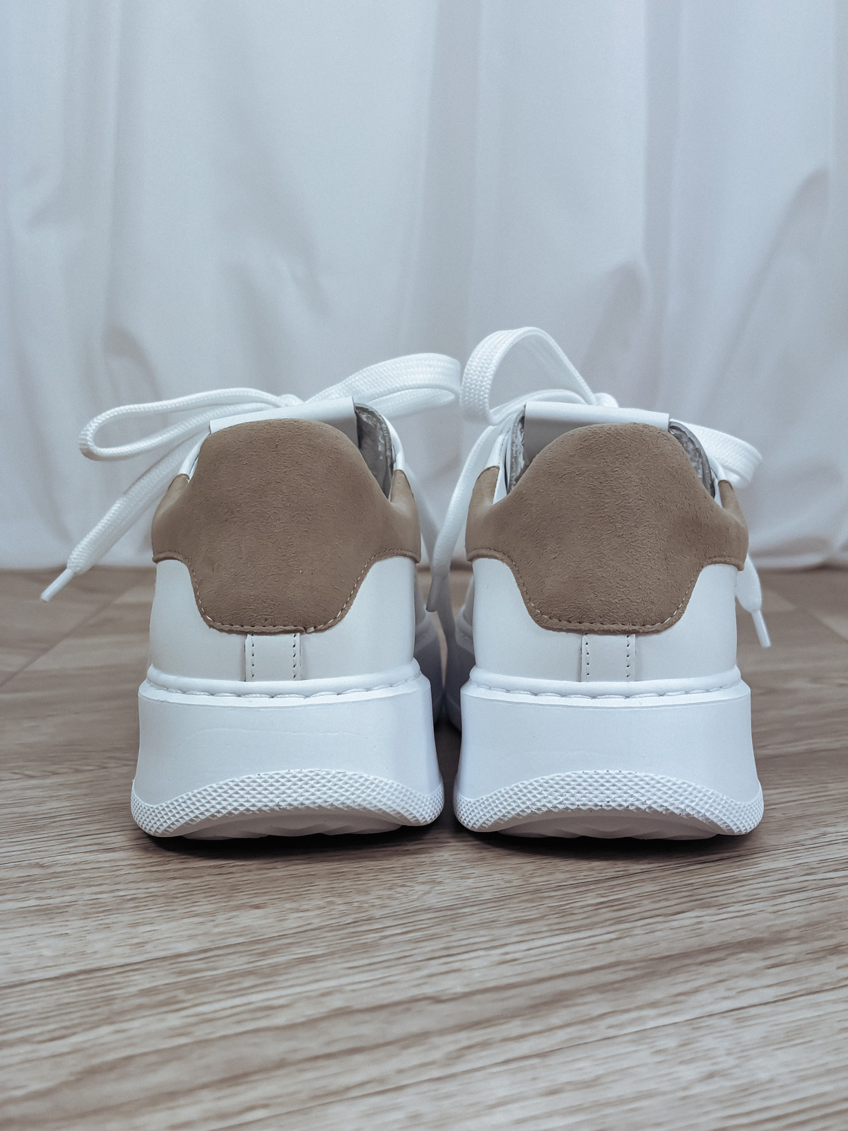 Sneakersy ze skóry naturalnej biało/beżowe MALVIN ♡ zdjęcie 4