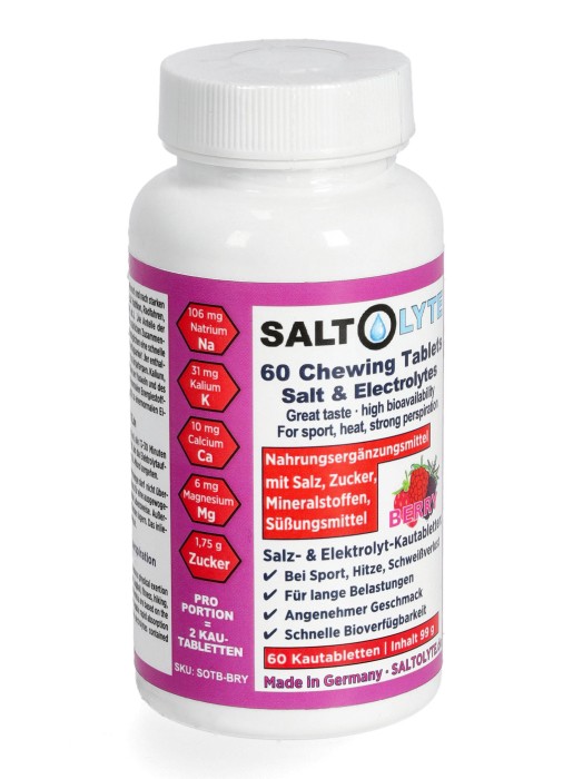 SALTOLYTE ELEKTOLITY  60KAPSUŁEK DO ŻUCIA JAGODY - It's running Nutrition zdjęcie 3
