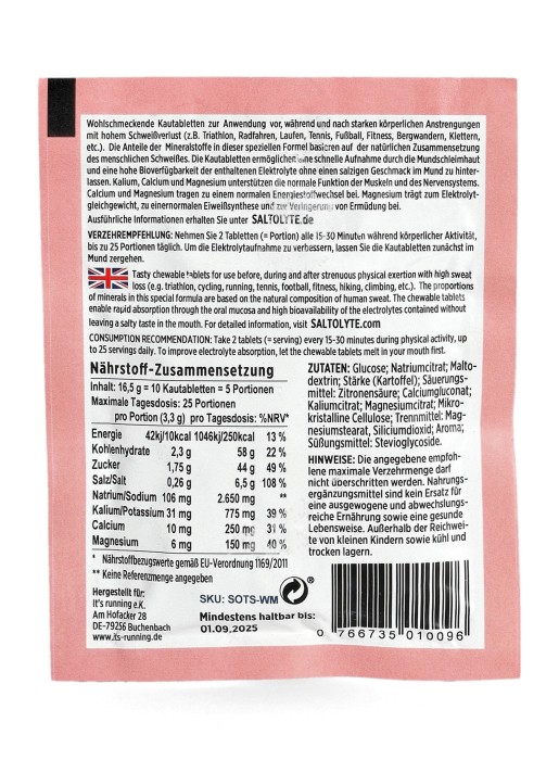 SALTOLYTE elektrolity w taltekach do żucia arbuz - It's running Nutrition zdjęcie 2