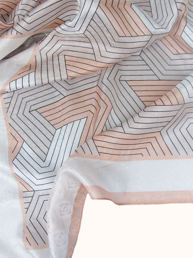 Jacquard silk scarf with geometric patterns, 50 cm x 170 cm-  s04sz100 image 3