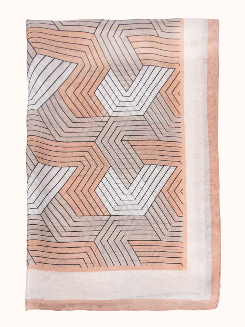 Jacquard silk scarf with geometric patterns, 50 cm x 170 cm-  s04sz100 image 2