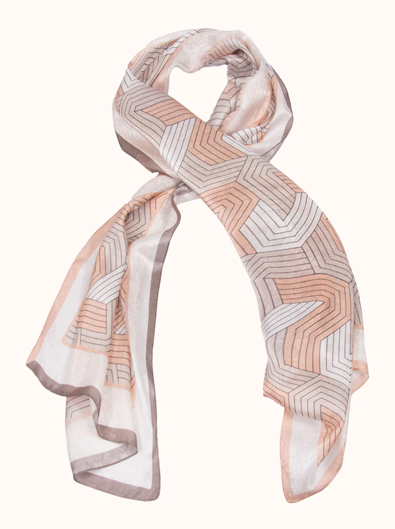 Jacquard silk scarf with geometric patterns, 50 cm x 170 cm-  s04sz100 image 1