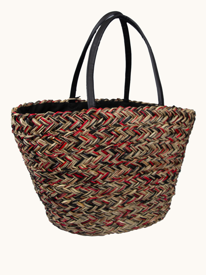 Braided beach basket red and black 32 cm x 50 cm image 2