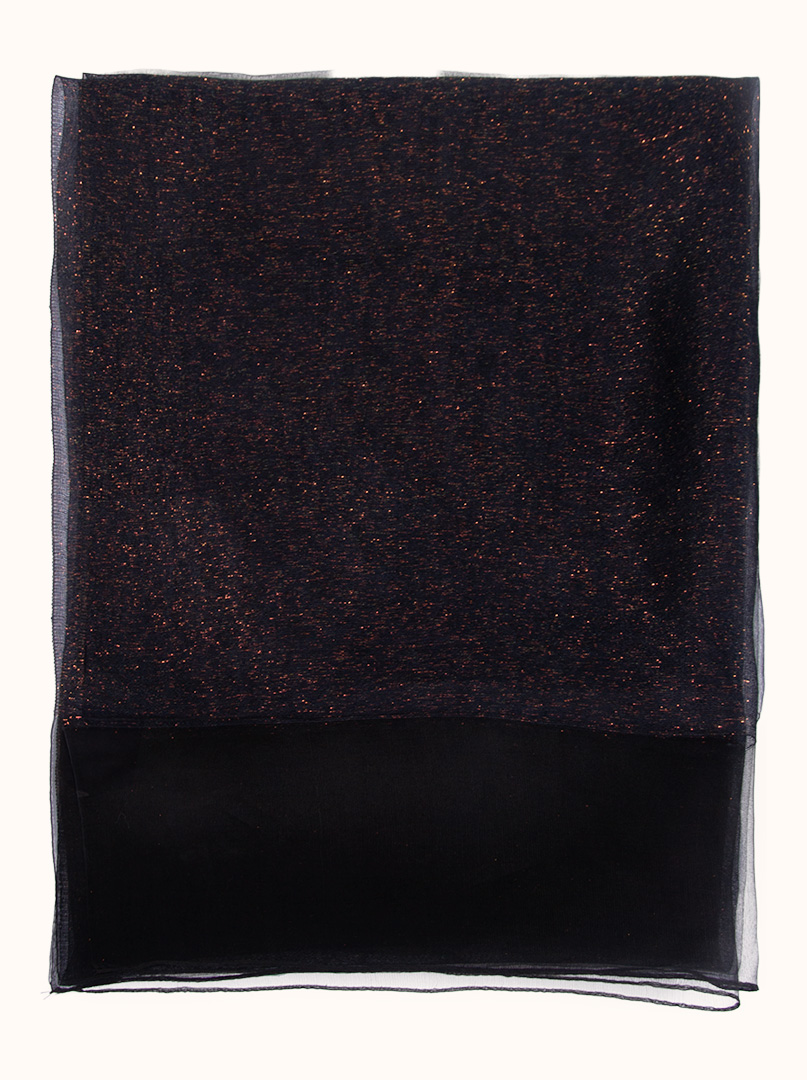 Black formal scarf with gold thread, 65 cm x 185 cm image 2