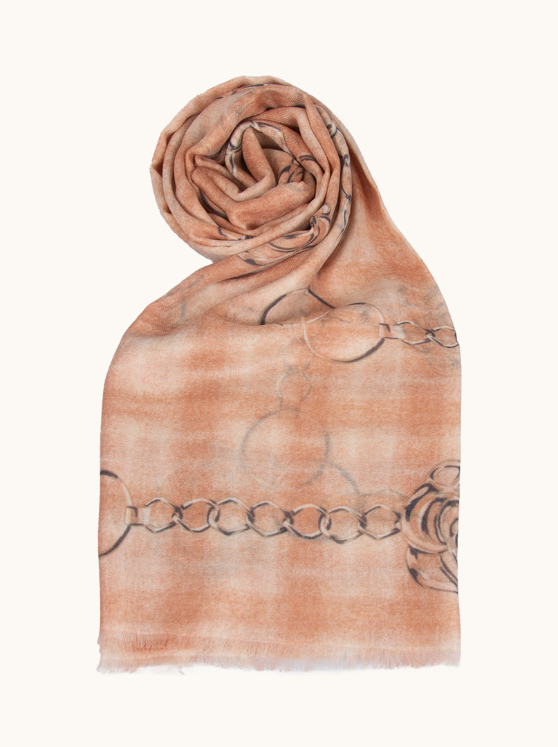 Exclusive cashmere shawl with chain and rose motif 70 cm x 200 cm PREMIUM image 1