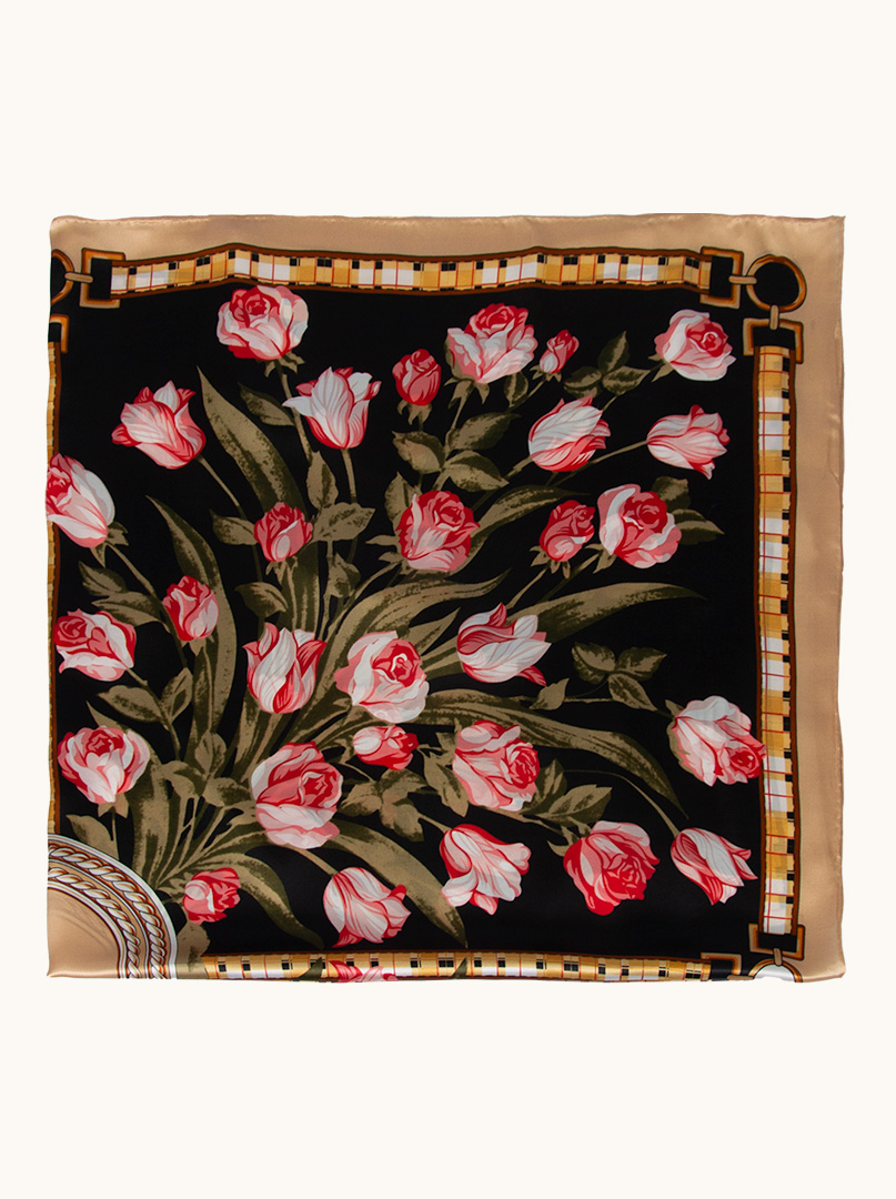 Large silk scarf in roses 110cm x 110cm image 2