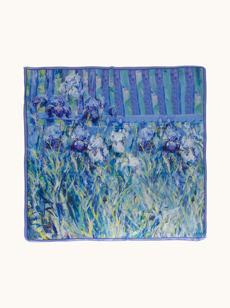 Silk gawroska with blue irises, 53x53 cm image 2