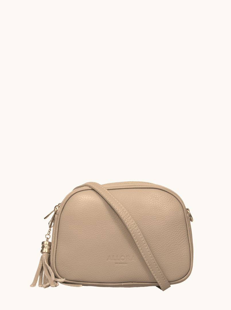 Small handbag ALLORA beige natural leather 17 cm x 23 cm PREMIUM image 4