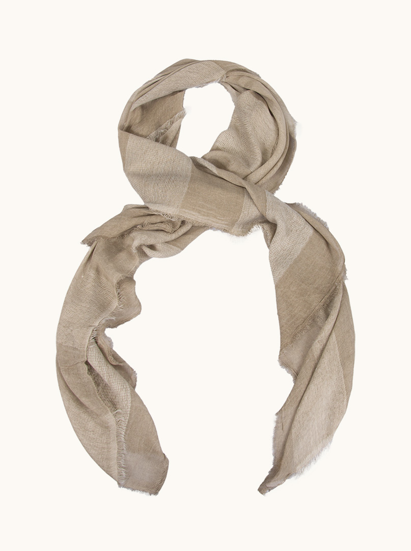 Striped beige scarf 90 cm x 210 cm image 1