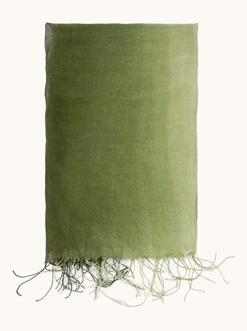 Scarf 100% linen green shaded 65 x 200 cm image 3