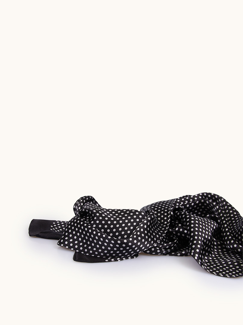 Exclusive men's black dotted silk scarf 25 cm x 160 cm image 2