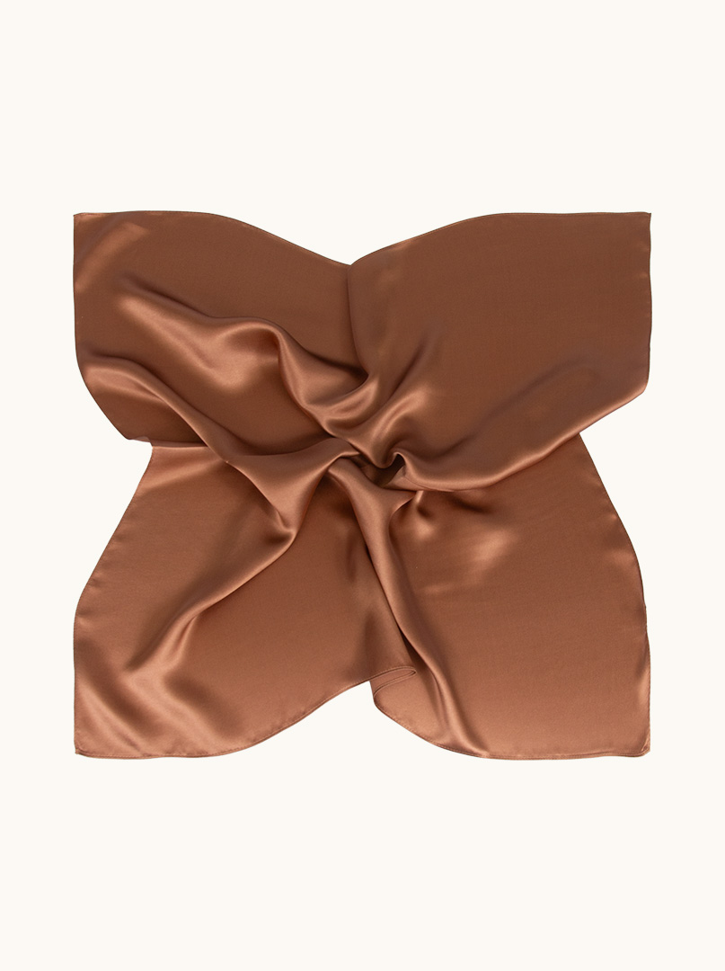 Apaszka z jedwabiu brązowa 70 cm x 70 cm zdjęcie 3