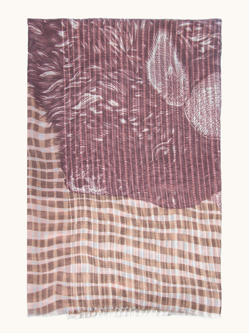 Lightweight shawl in brown check 100 cm x 190 cm image 1