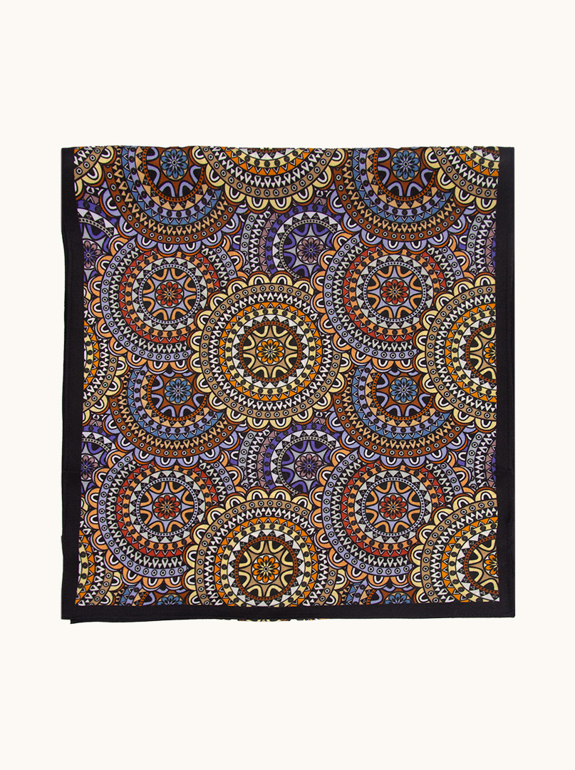 Multicolored silk scarf with oriental patterns 35 cm x 140 cm image 2