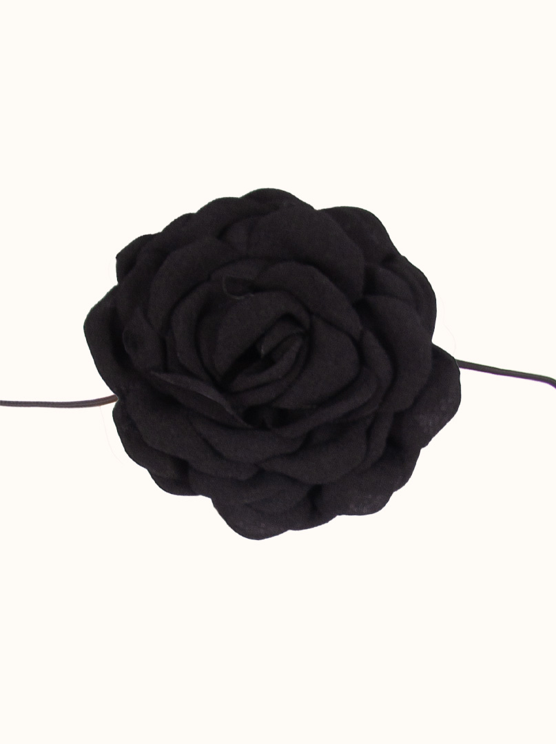 Ornamental choker necklace black with rose image 2