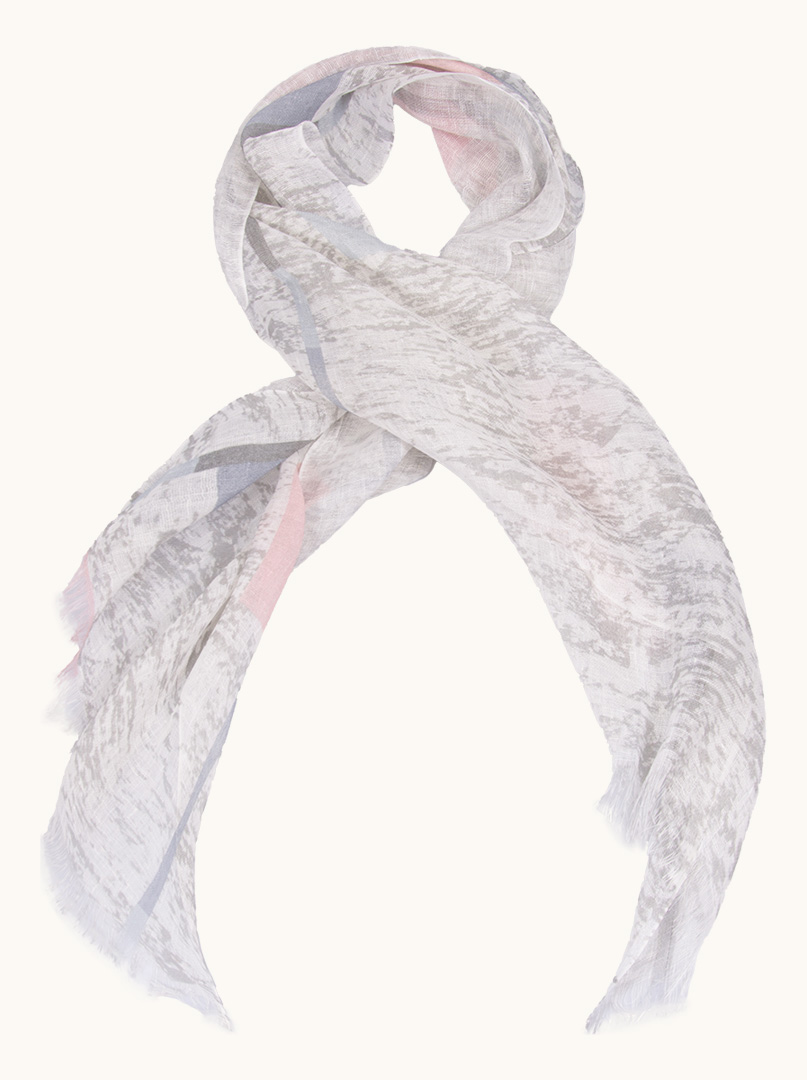 Scarf 100% linen grey and white with marbled pattern 60 x 160 cm image 4