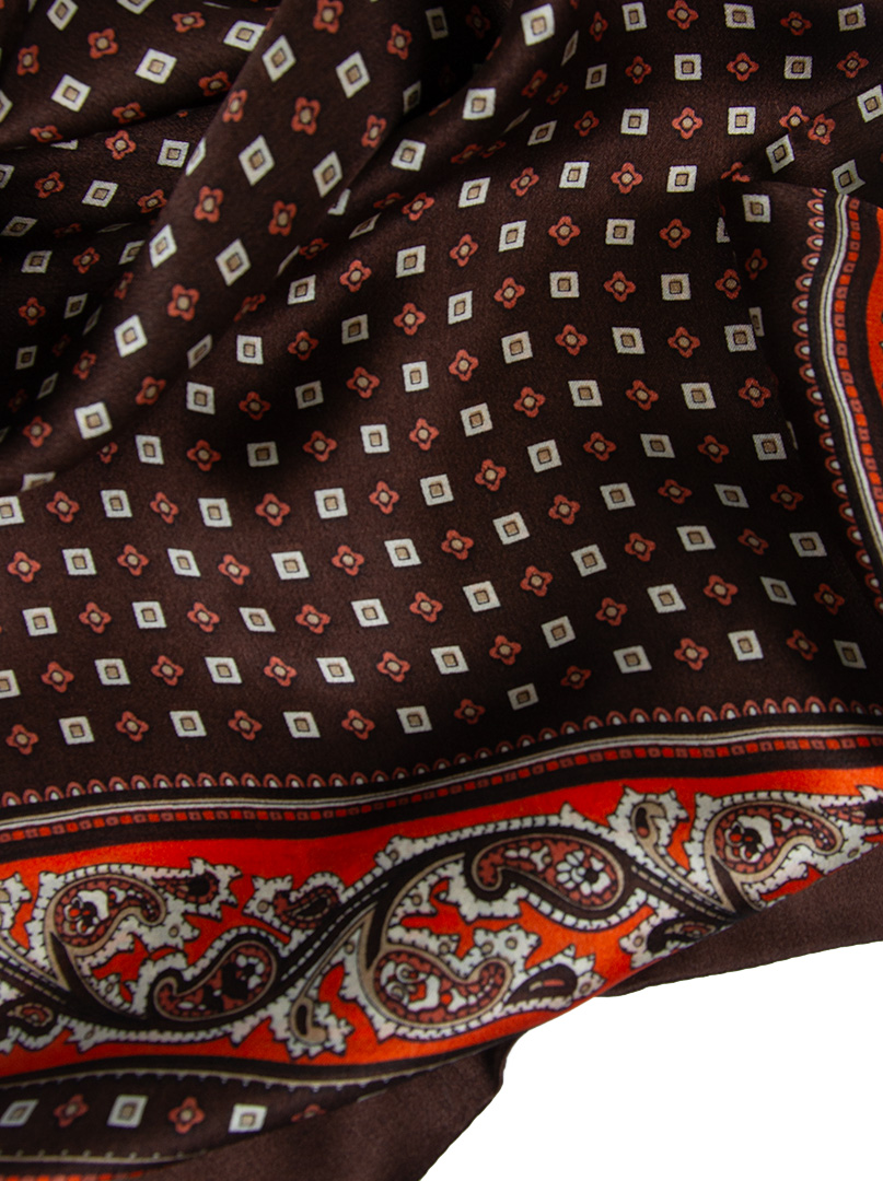 Exclusive men's  brown silk scarf double stitched 25 cm x 160 cm image 4