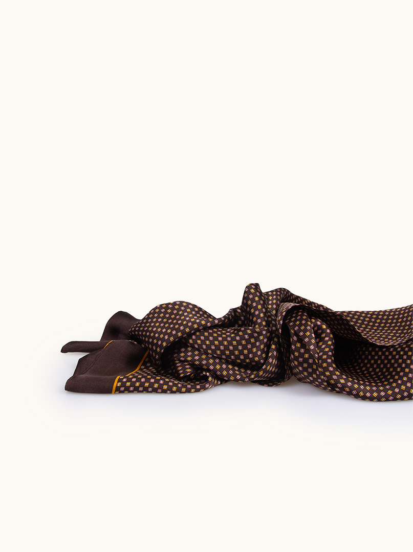 Exclusive men's brown silk scarf 25 cm x 160 cm image 2