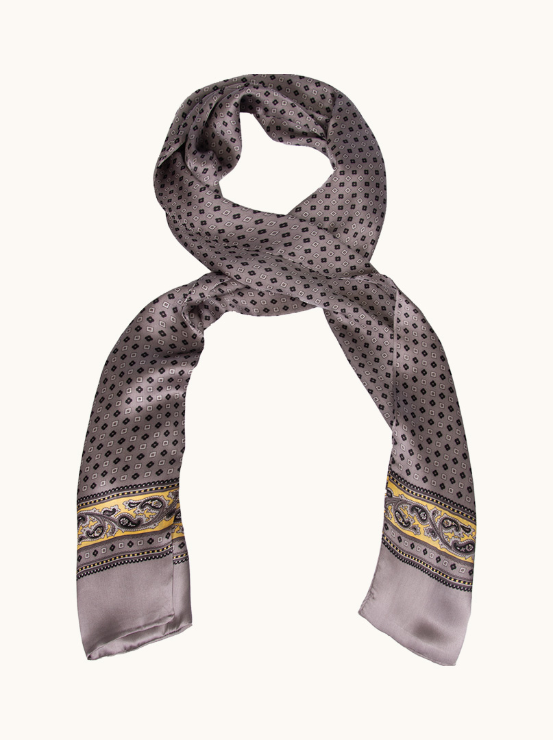 Exclusive men's grey silk scarf 25 cm x 160 cm image 1